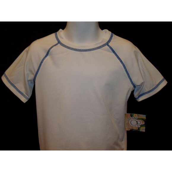 OP UPF 50+ Boys Girls White Rash Guard Sun Swim Beach Blue Size 24 Month Mos - Picture 1 of 4